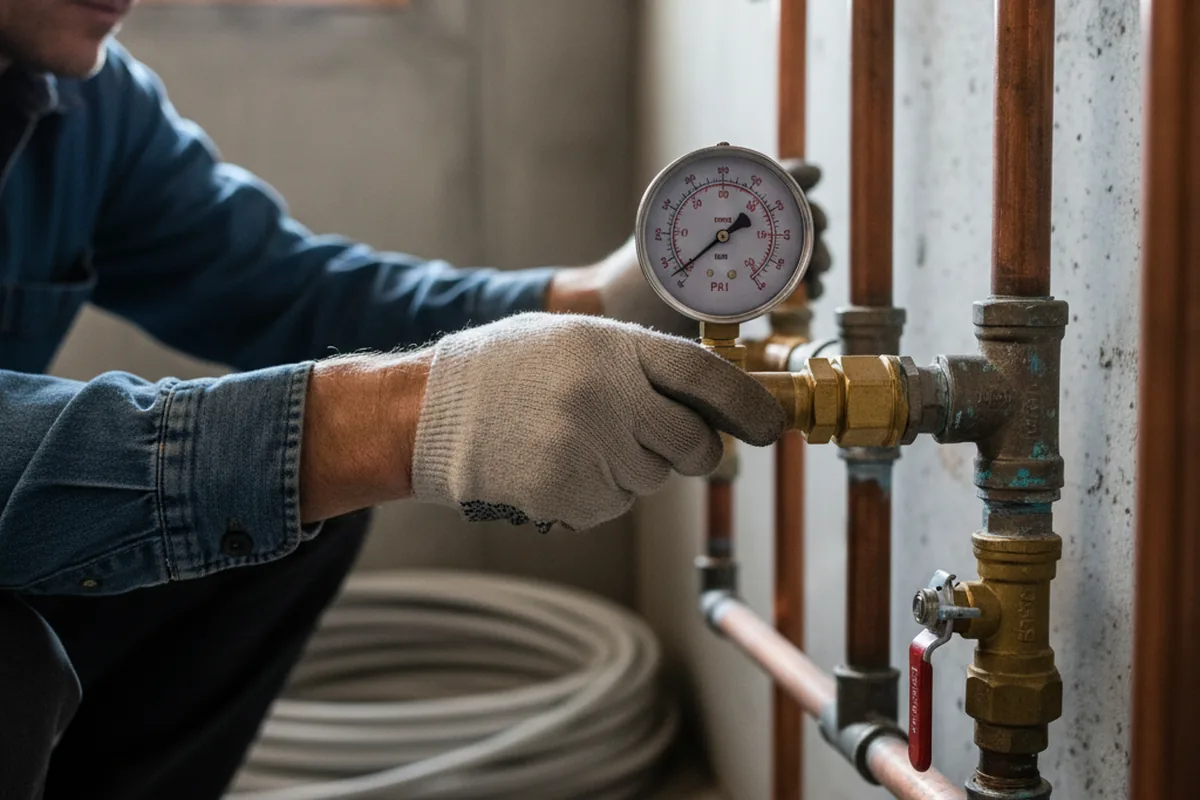 Pressure testing a repaired line during Water Line Repair in Harrisonville